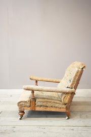 19th century square back open armchair in the manner of Howard and sons - TallBoy Interiors