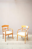 Pair of early 20th century satin wood Swedish Biedermeier armchairs