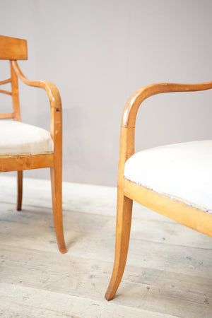 Pair of early 20th century satin wood Swedish Biedermeier armchairs