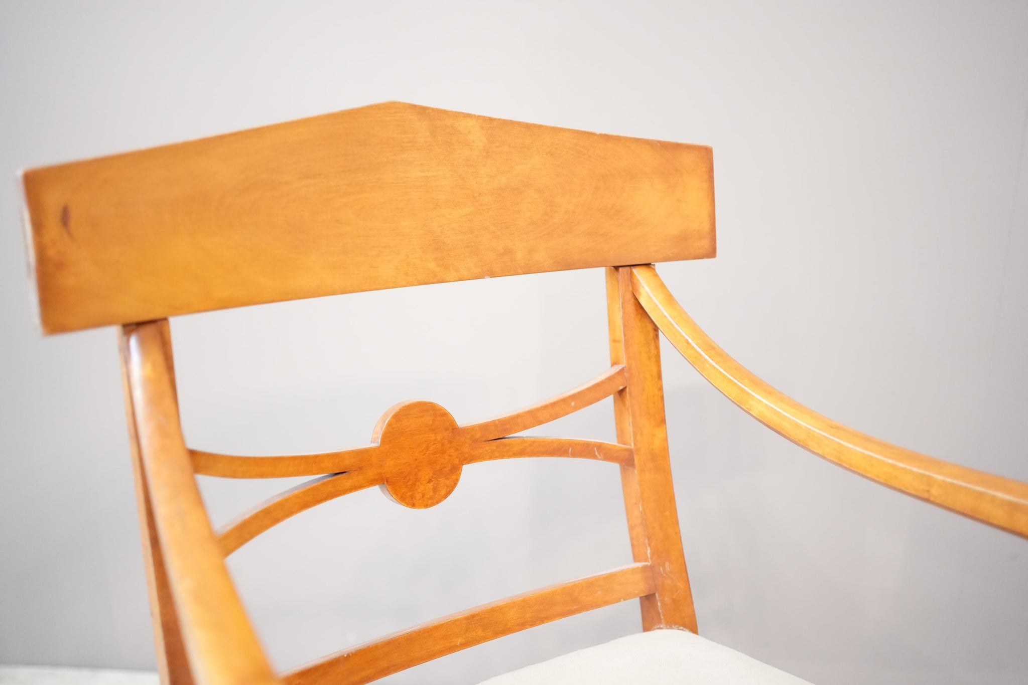 Pair of early 20th century satin wood Swedish Biedermeier armchairs