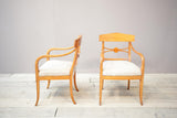 Pair of early 20th century satin wood Swedish Biedermeier armchairs