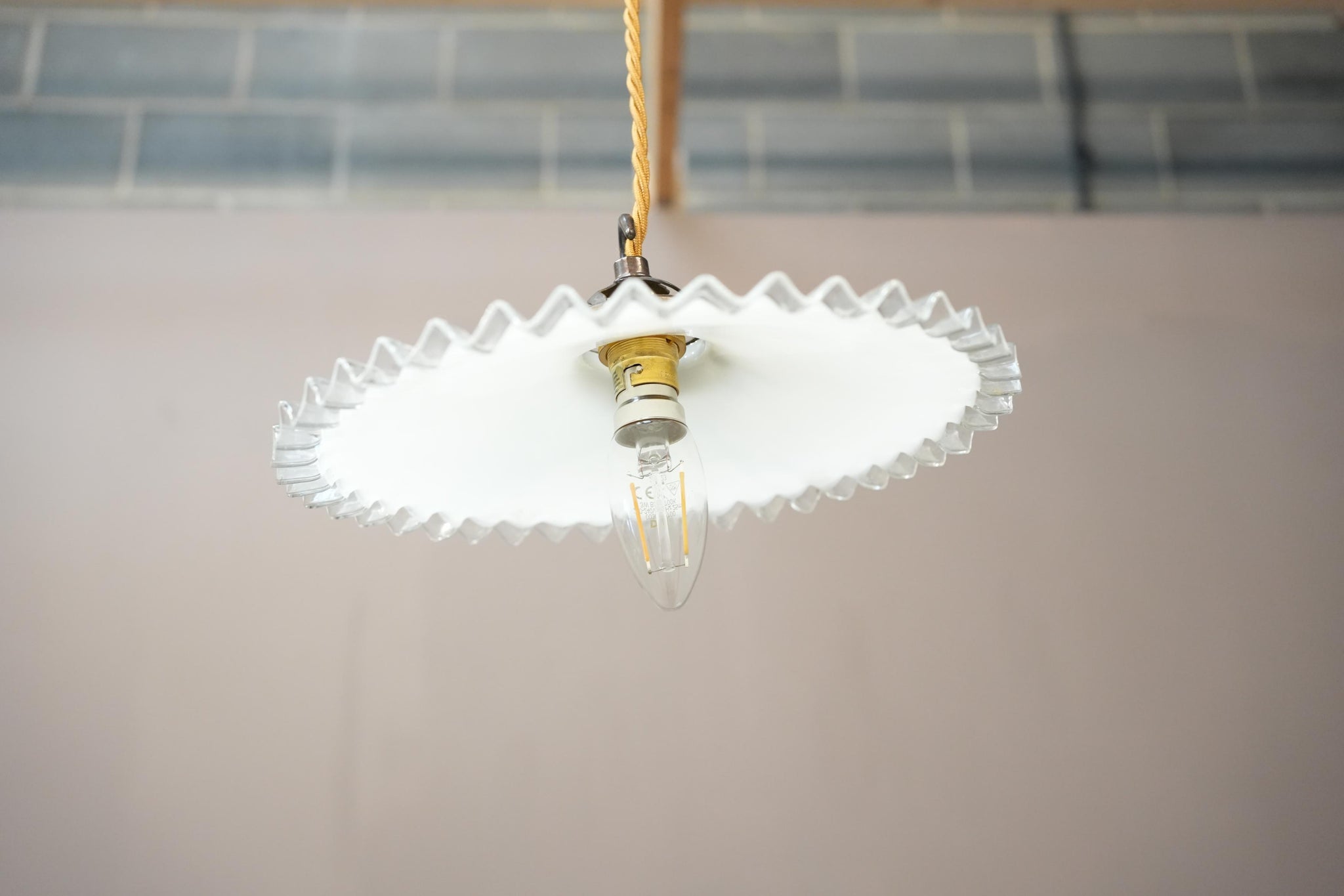 20th century crimped edge opaline light - 2