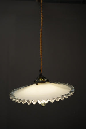 20th century crimped edge opaline light - 2