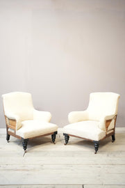 Pair of Bridgewater style Victorian armchairs - TallBoy Interiors