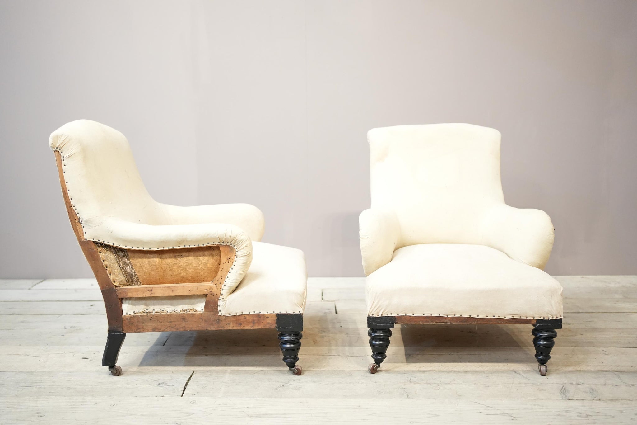 Pair of Bridgewater style Victorian armchairs