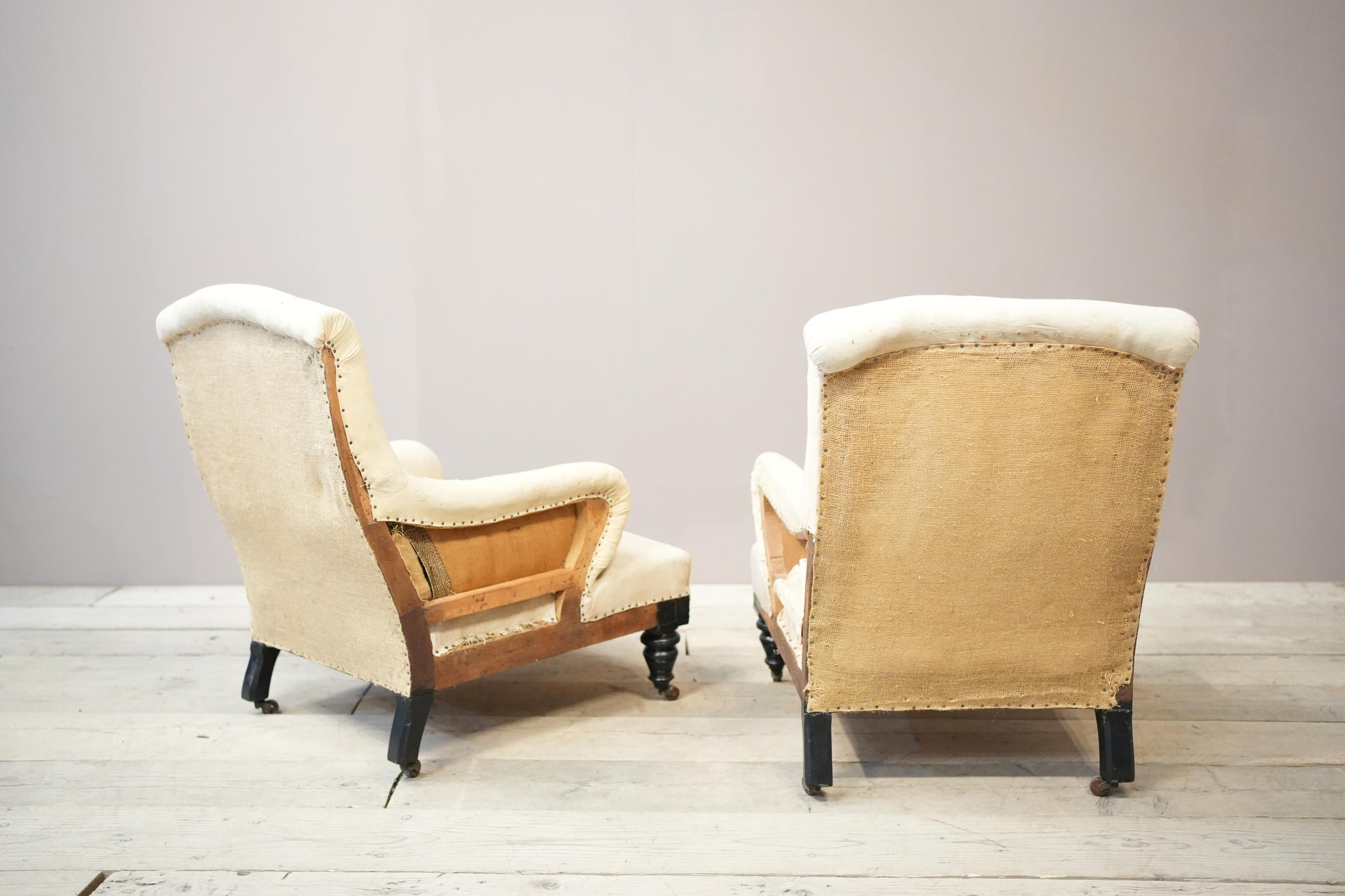 Pair of Bridgewater style Victorian armchairs