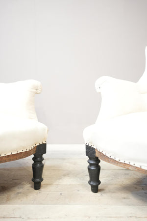 Pair of Napoleon III plain shield back armchairs