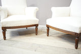 Pair of 19th century square back armchairs with carved frame