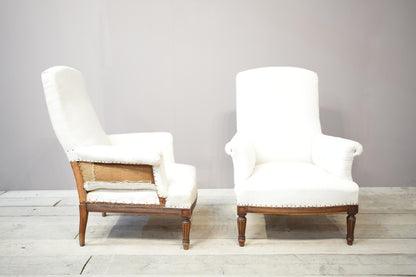 Pair of 19th century square back armchairs with carved frame