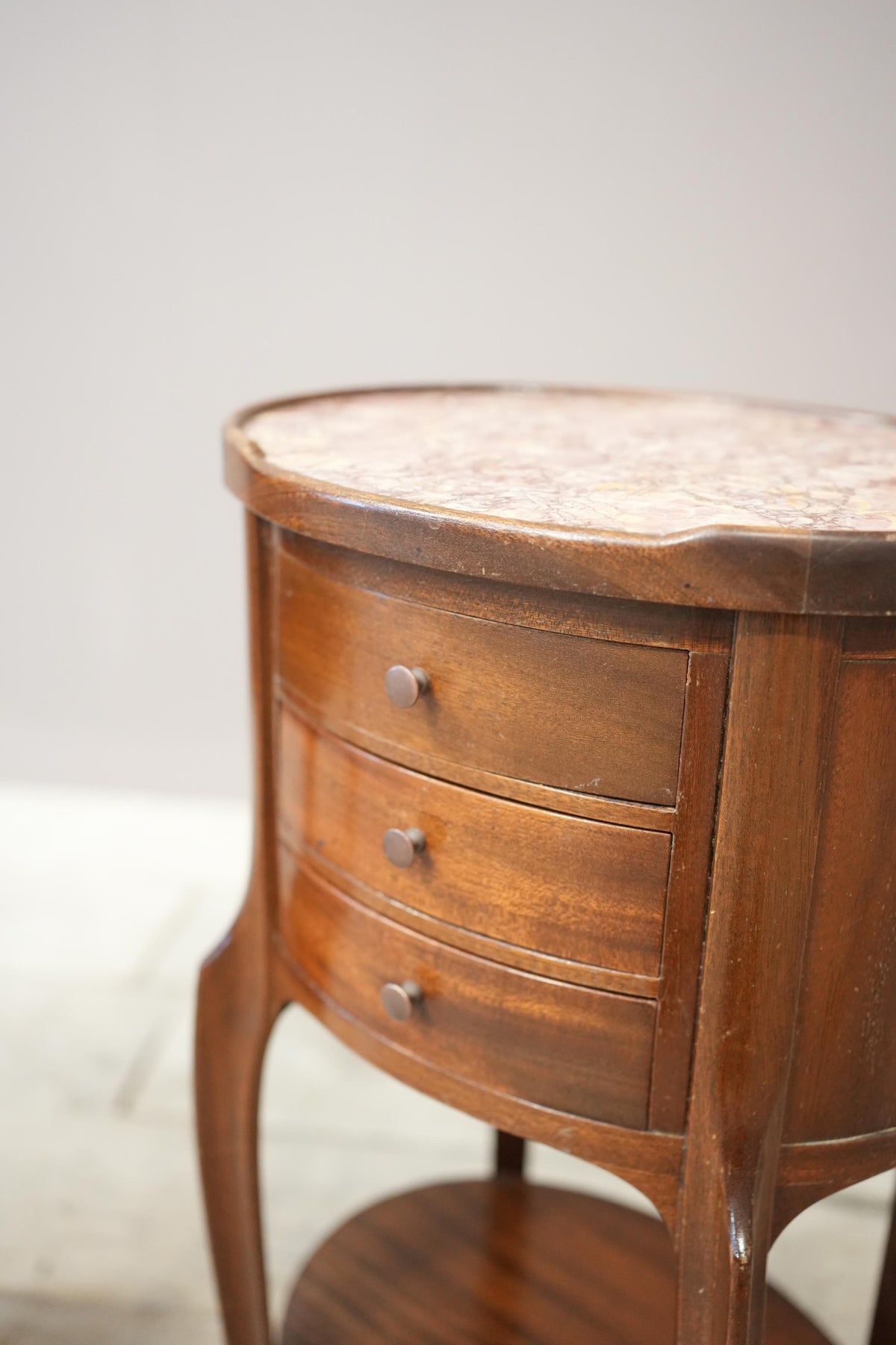 Pair of Early 20th century Mahogany and marble bedside tables - TallBoy Interiors