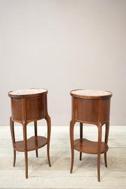 Pair of Early 20th century Mahogany and marble bedside tables - TallBoy Interiors