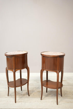 Pair of Early 20th century Mahogany and marble bedside tables