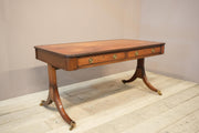 c.1920's Georgian style mahogany and tan leather desk - TallBoy Interiors
