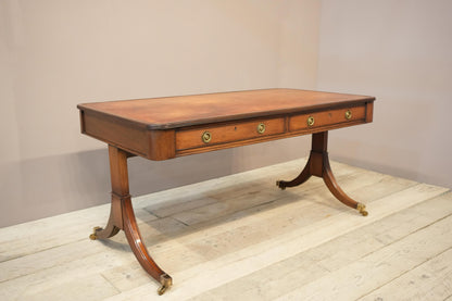 c.1920's Georgian style mahogany and tan leather desk