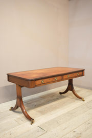 c.1920's Georgian style mahogany and tan leather desk - TallBoy Interiors