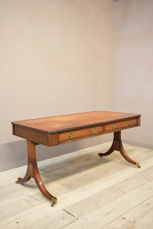 c.1920's Georgian style mahogany and tan leather desk