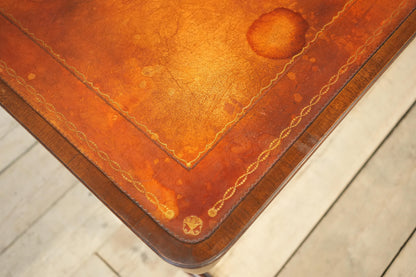 c.1920's Georgian style mahogany and tan leather desk