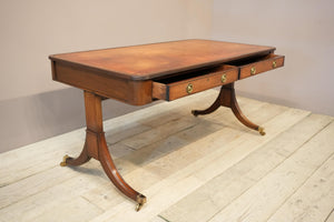 c.1920's Georgian style mahogany and tan leather desk