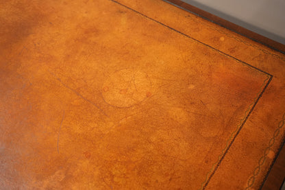 c.1920's Georgian style mahogany and tan leather desk