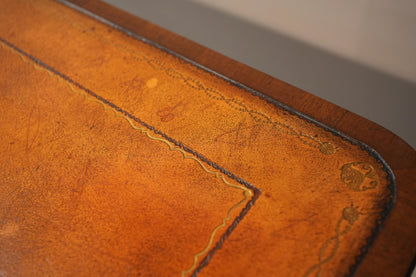 c.1920's Georgian style mahogany and tan leather desk