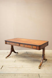 c.1920's Georgian style mahogany and tan leather desk - TallBoy Interiors