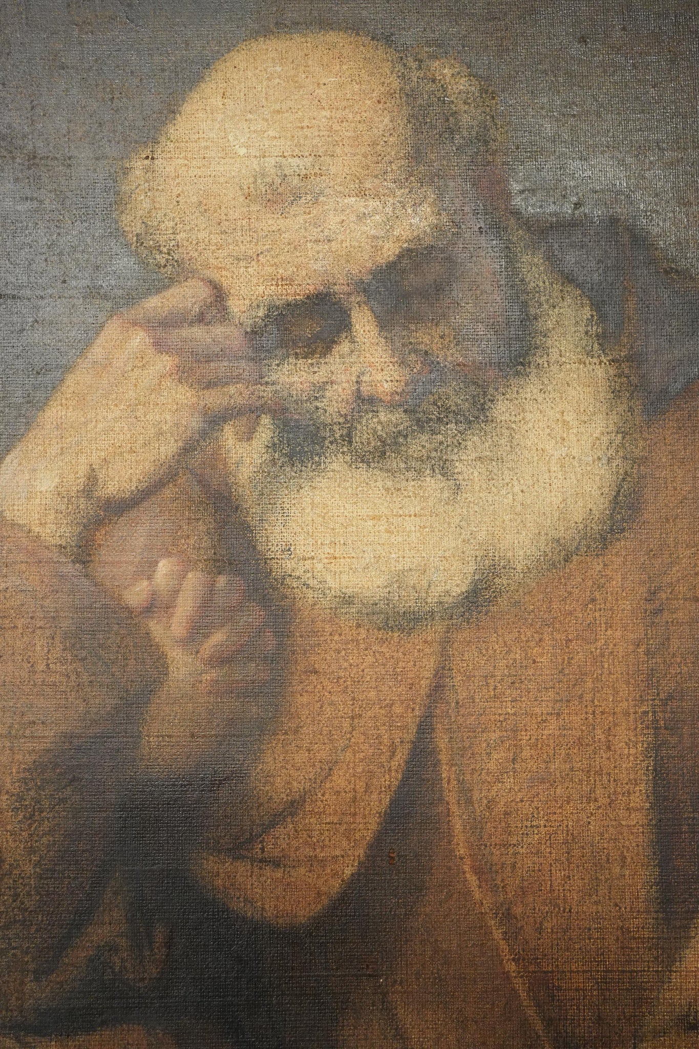 19th century Italian painting of a seated Monk