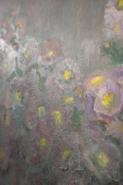 20th century oil on canvas painting of flowers on a table - TallBoy Interiors