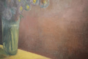 20th century oil on canvas painting of flowers on a table - TallBoy Interiors