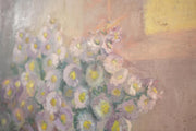 20th century oil on canvas painting of flowers on a table - TallBoy Interiors