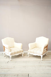 Pair of large French shield back armchairs with painted frame - TallBoy Interiors