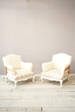 Pair of large French shield back armchairs with painted frame