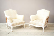 Pair of large French shield back armchairs with painted frame - TallBoy Interiors