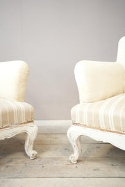 Pair of large French shield back armchairs with painted frame - TallBoy Interiors