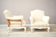 Pair of large French shield back armchairs with painted frame - TallBoy Interiors