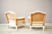 Pair of large French shield back armchairs with painted frame - TallBoy Interiors