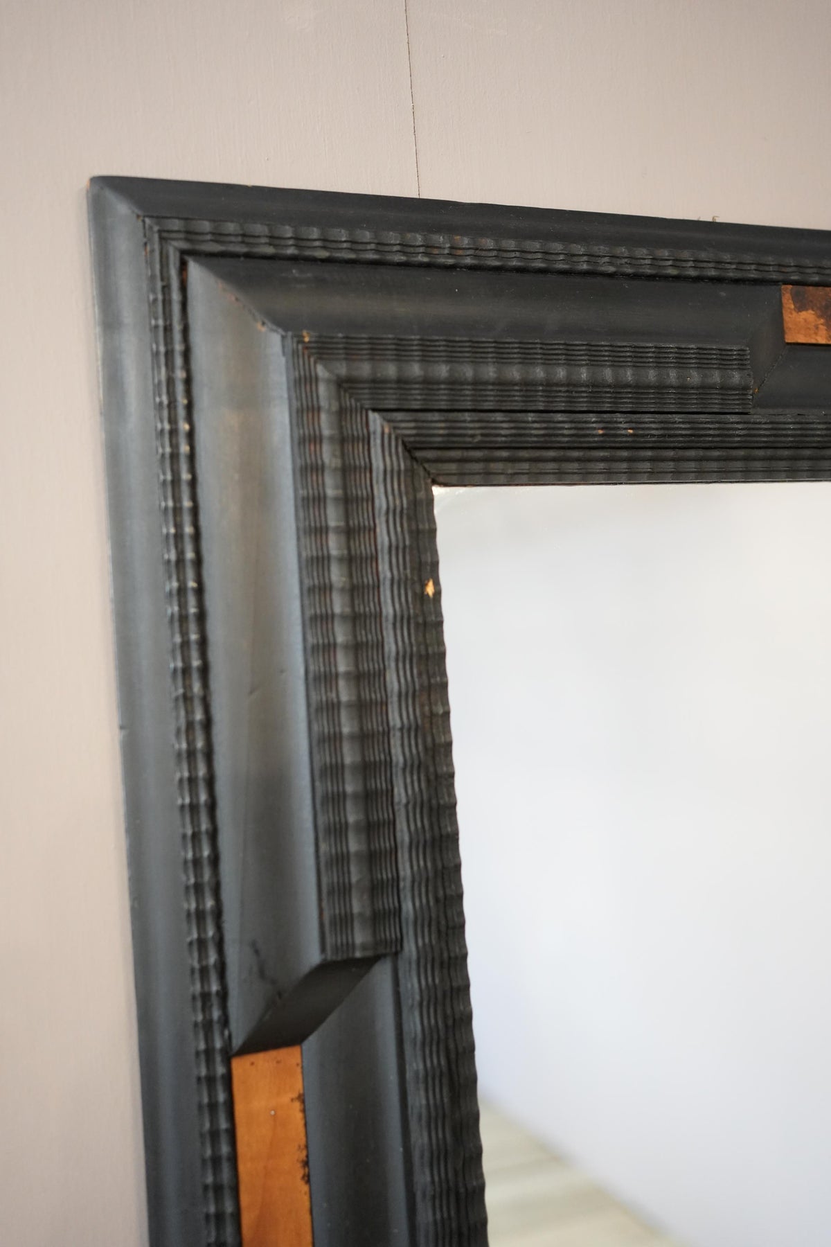 Large Italian Ebonised and faux tortoiseshell mirror No1 - TallBoy Interiors