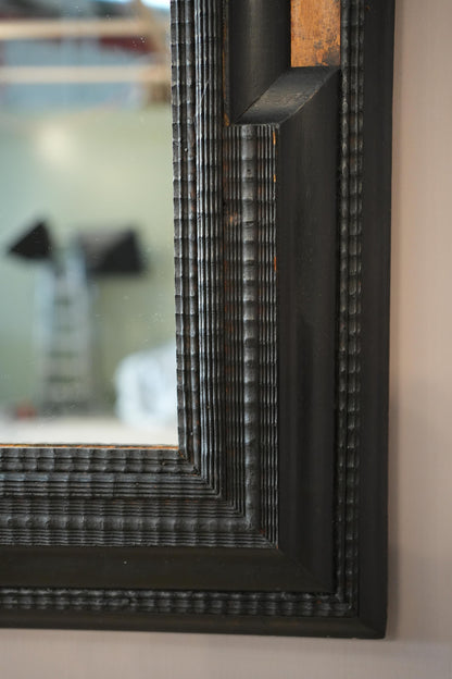 Large Italian Ebonised and faux tortoiseshell mirror No1