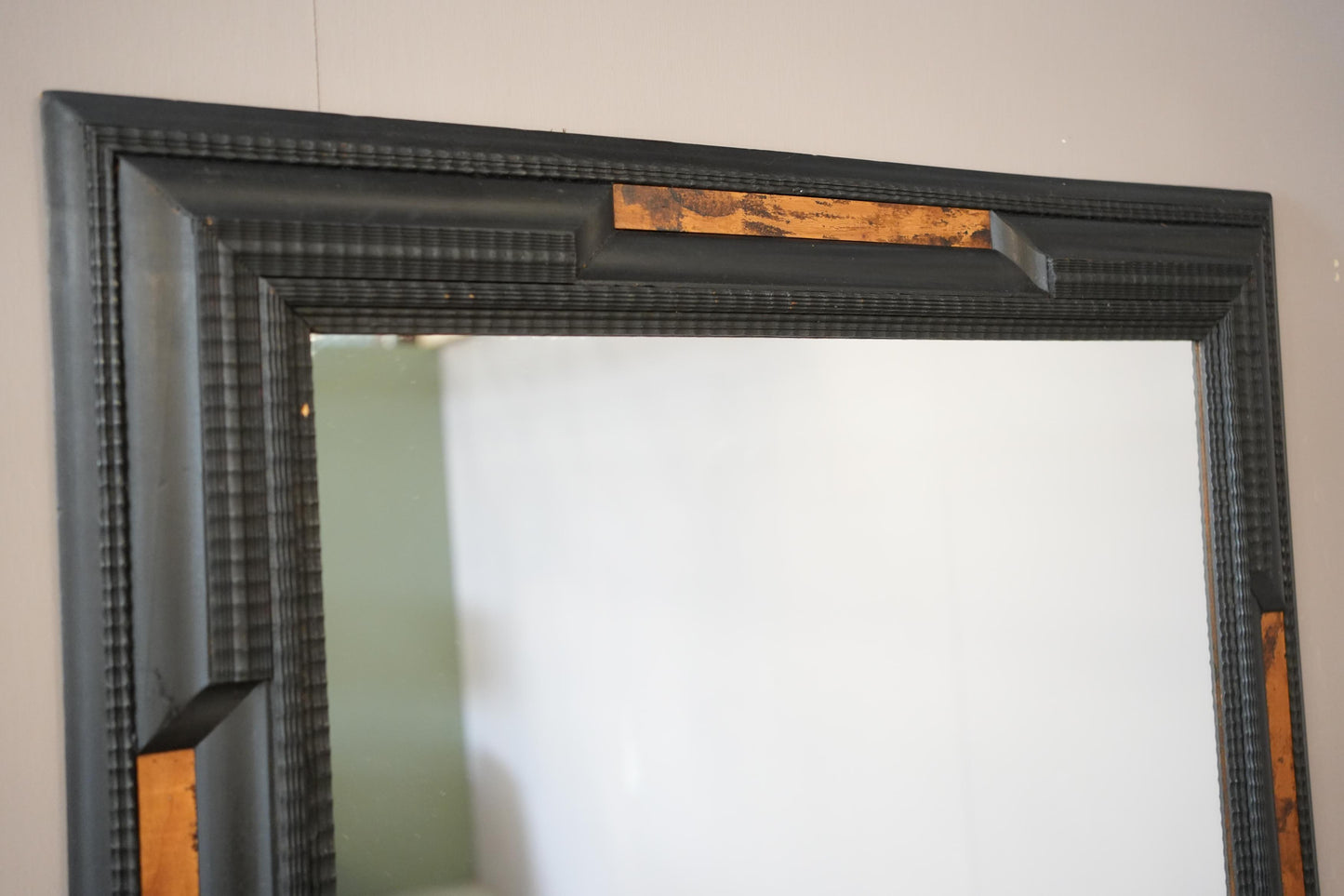 Large Italian Ebonised and faux tortoiseshell mirror No1