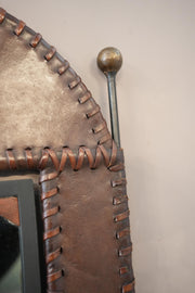 20th century Leather and iron wall mirror