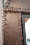 20th century Leather and iron wall mirror