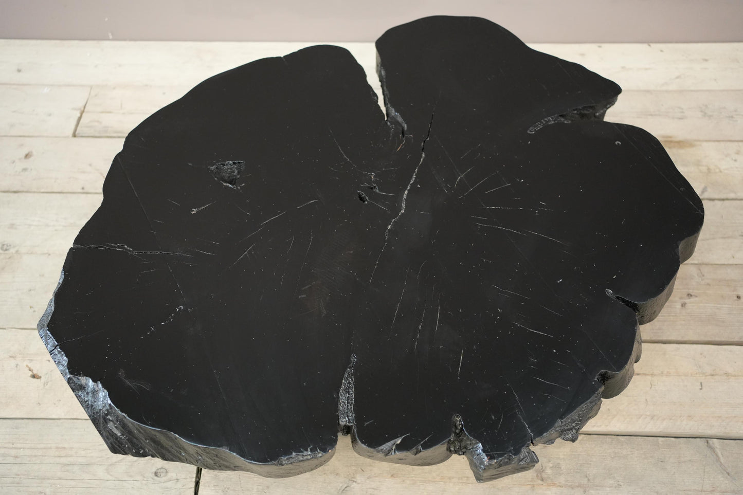 20th century Wabi sabi ebonised naturalistic coffee table