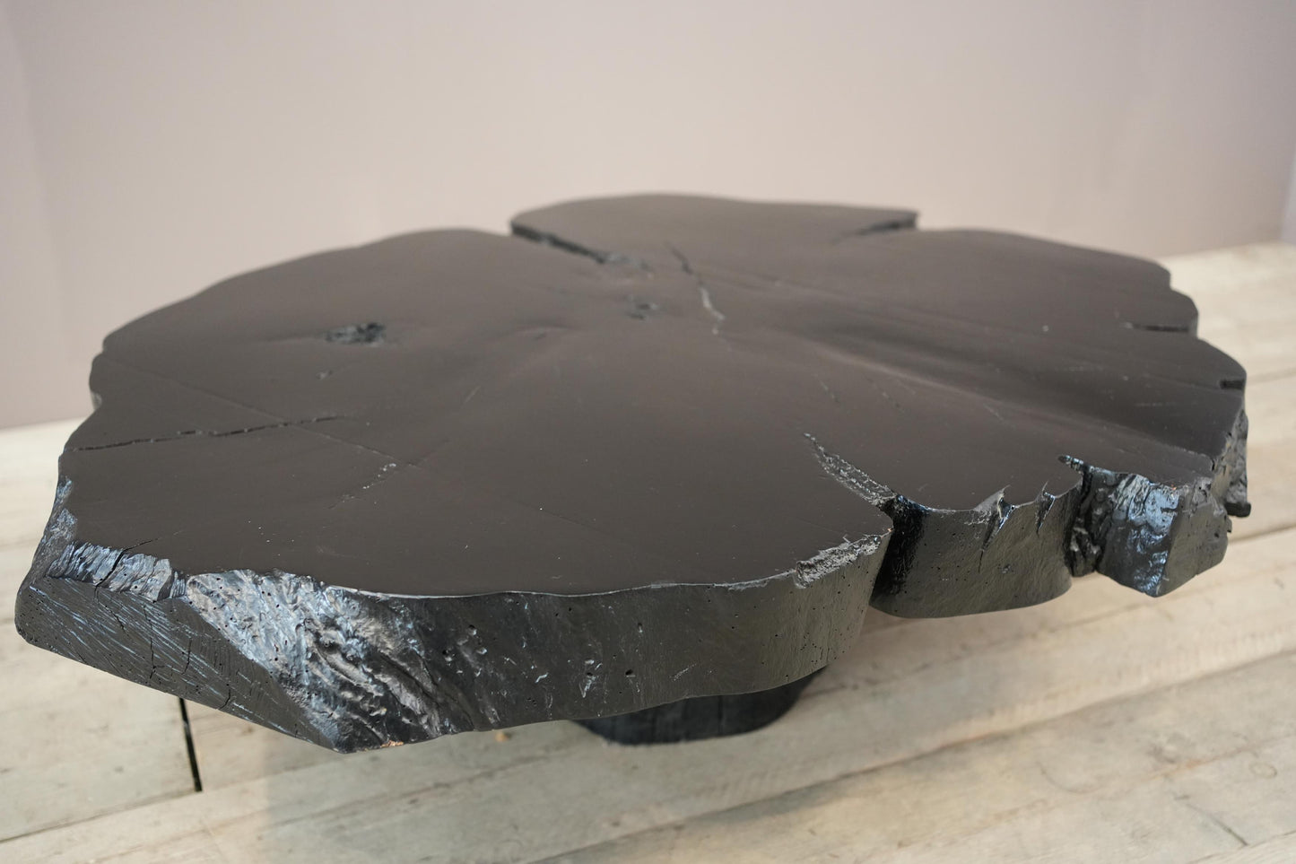 20th century Wabi sabi ebonised naturalistic coffee table