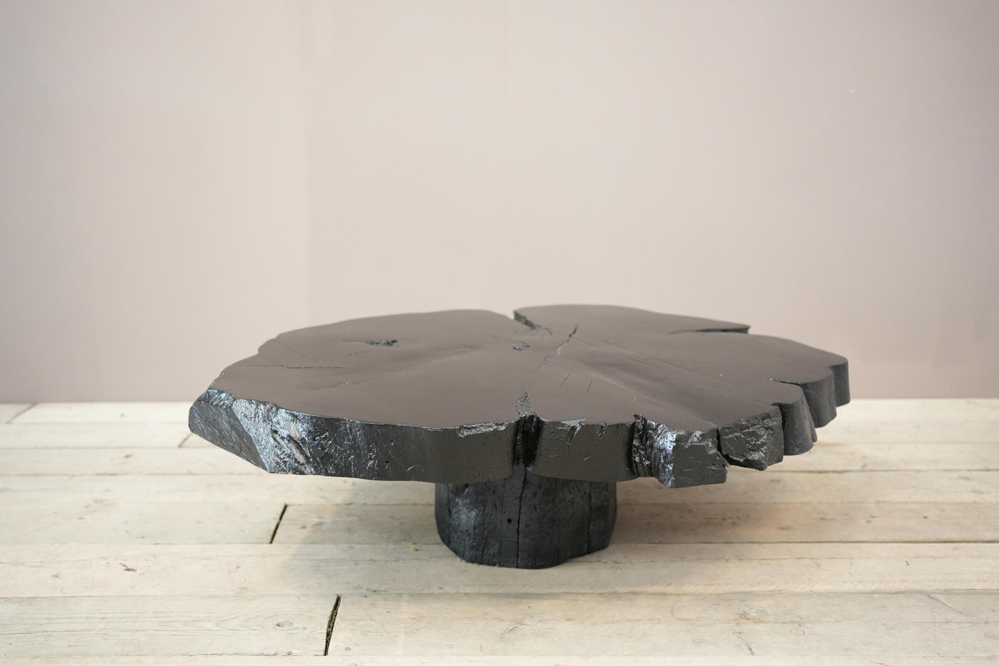 20th century Wabi sabi ebonised naturalistic coffee table