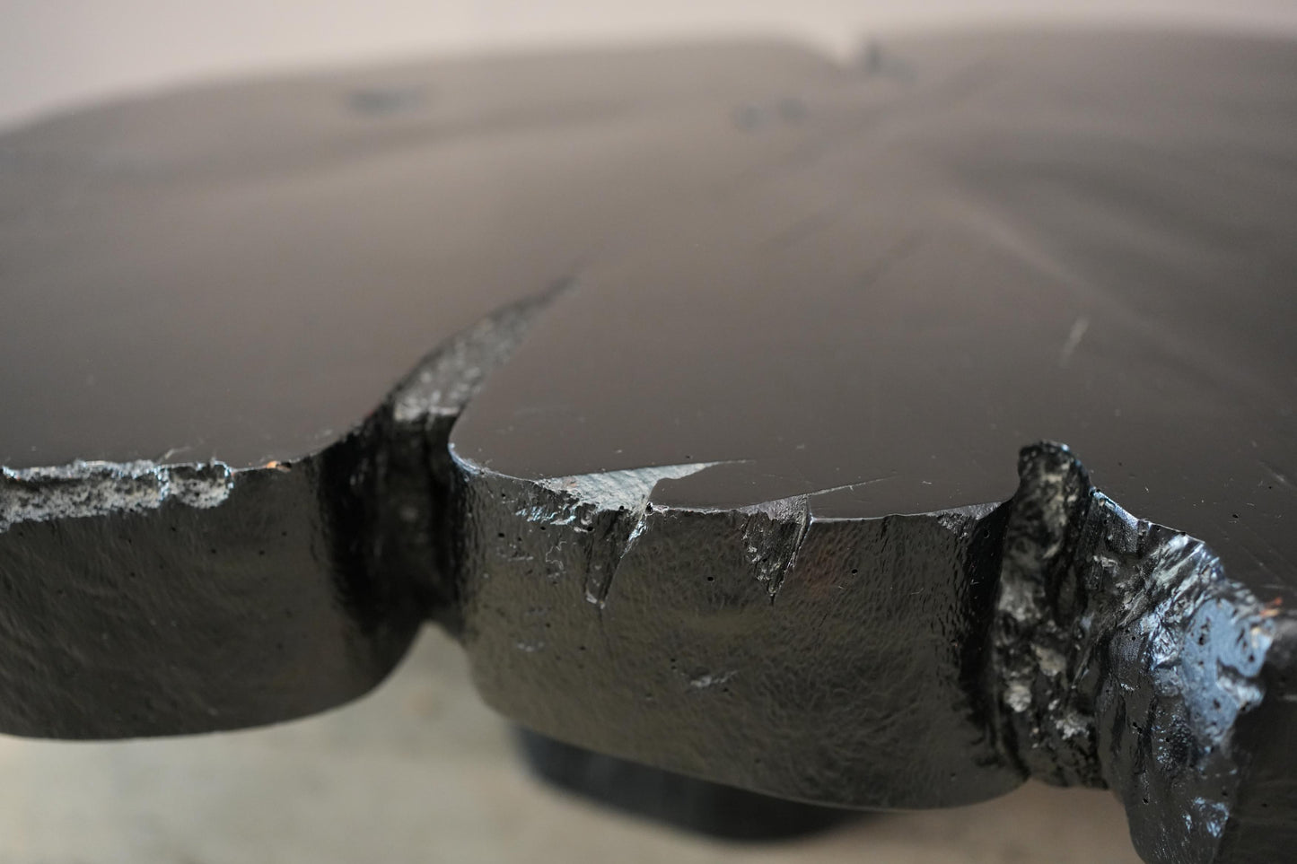 20th century Wabi sabi ebonised naturalistic coffee table