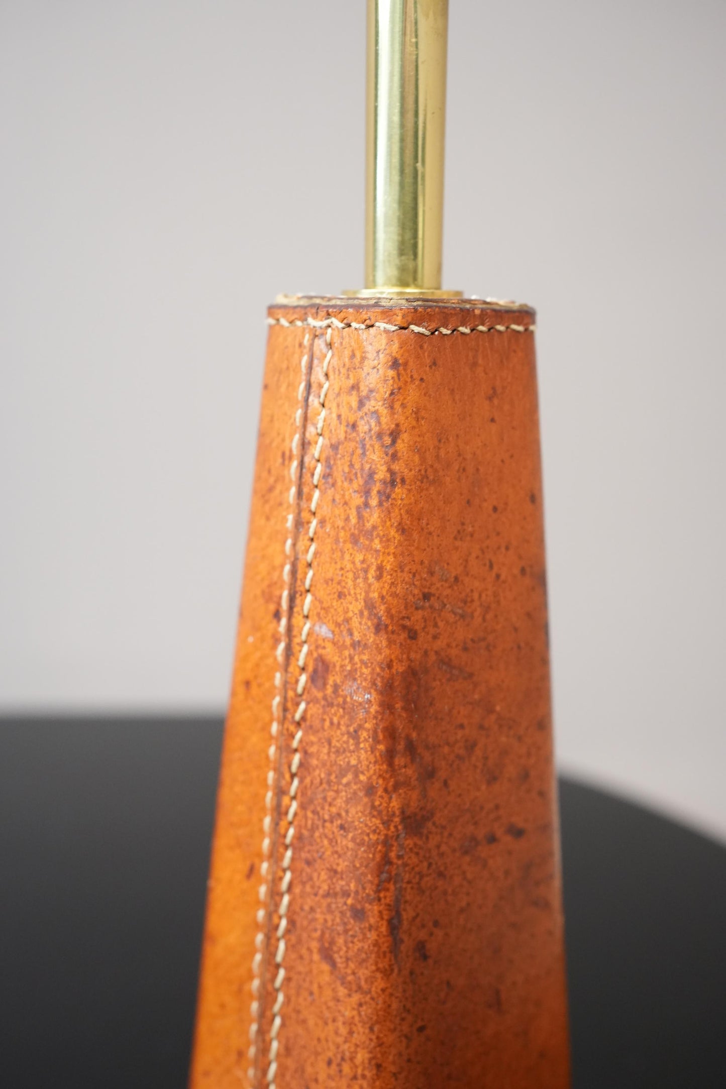 20th century Spanish leather and brass table lamp No 2
