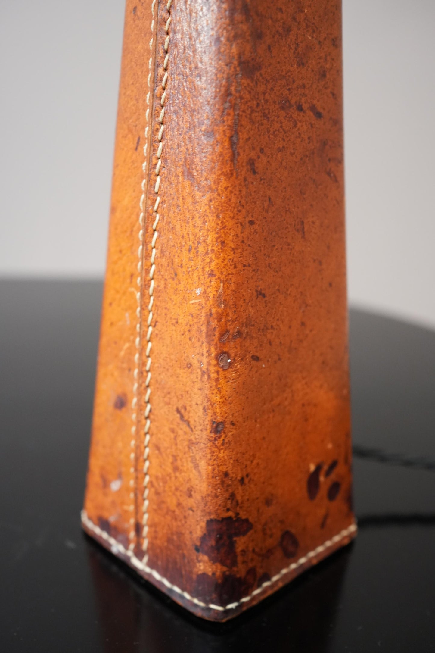 20th century Spanish leather and brass table lamp No 2