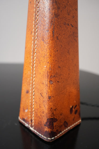 20th century Spanish leather and brass table lamp No 2