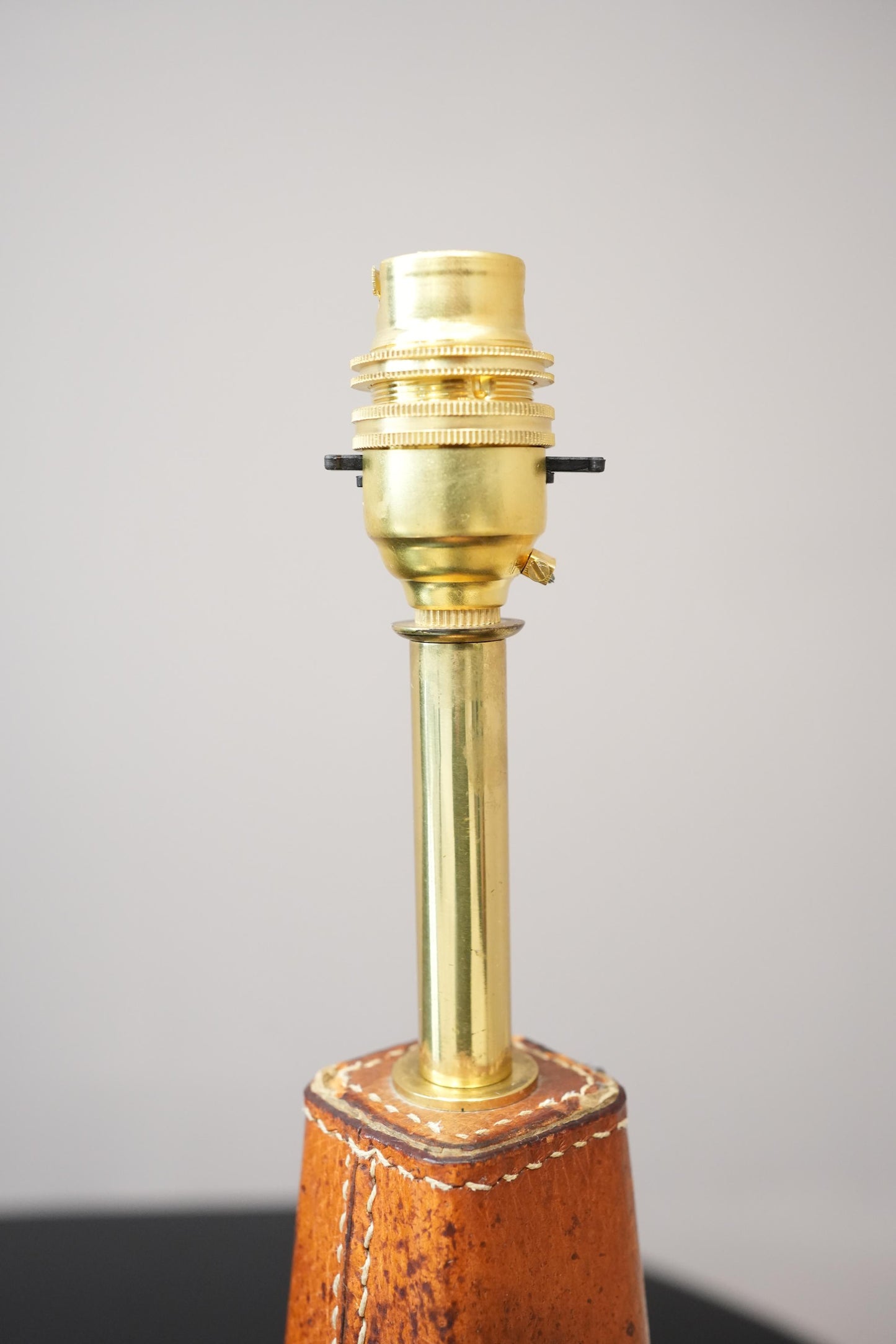 20th century Spanish leather and brass table lamp No 2