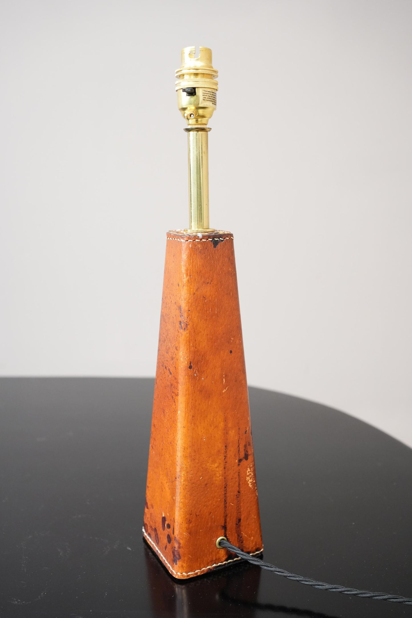 20th century Spanish leather and brass table lamp No 2