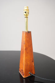 20th century Spanish leather and brass table lamp No 2